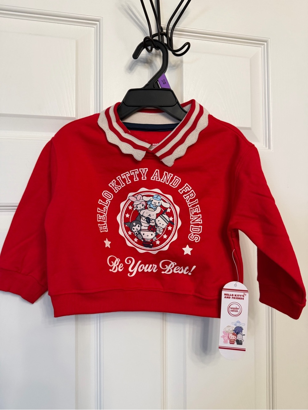 Hello Kitty Red Sweatshirt with White Trim "Be Your Best" NWT